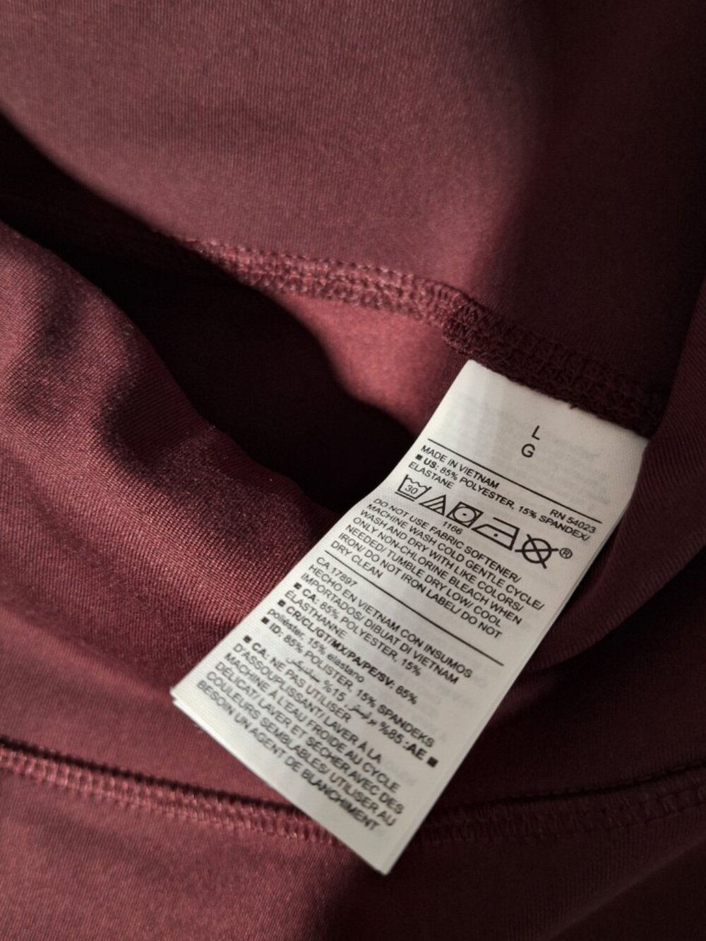 NWT Old Navy Active PowerPress Leggings, Maroon (RaisinAZ), L - Picture 5 of 5